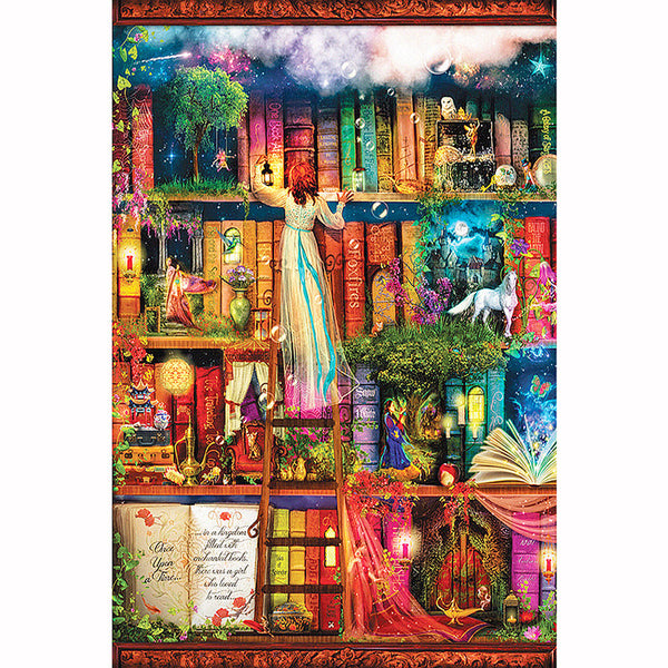 Diamond painting fantasy bookshelf, 3D cross stitch, home decoration gift