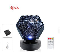 LED Starry Sky Projector Night Lights 3D Projection Night Lamp USB Charging Home Planetarium Kids Bedroom Decoration Room Lighting