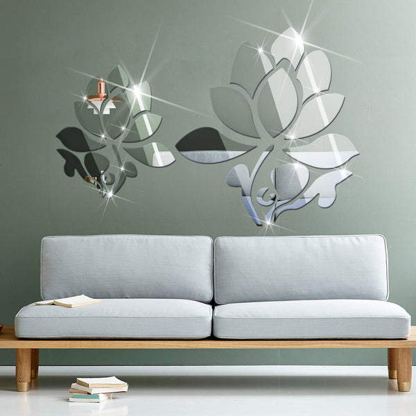 Lotus Mirror Wall Stickers Living Room Bedroom Home Decoration