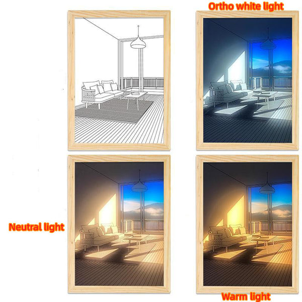 Illuminated Picture LED Decorative Light Painting Bedside Picture Style Creative Modern Simulate Sunshine Drawing Night Light Gift