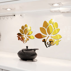 Lotus Mirror Wall Stickers Living Room Bedroom Home Decoration